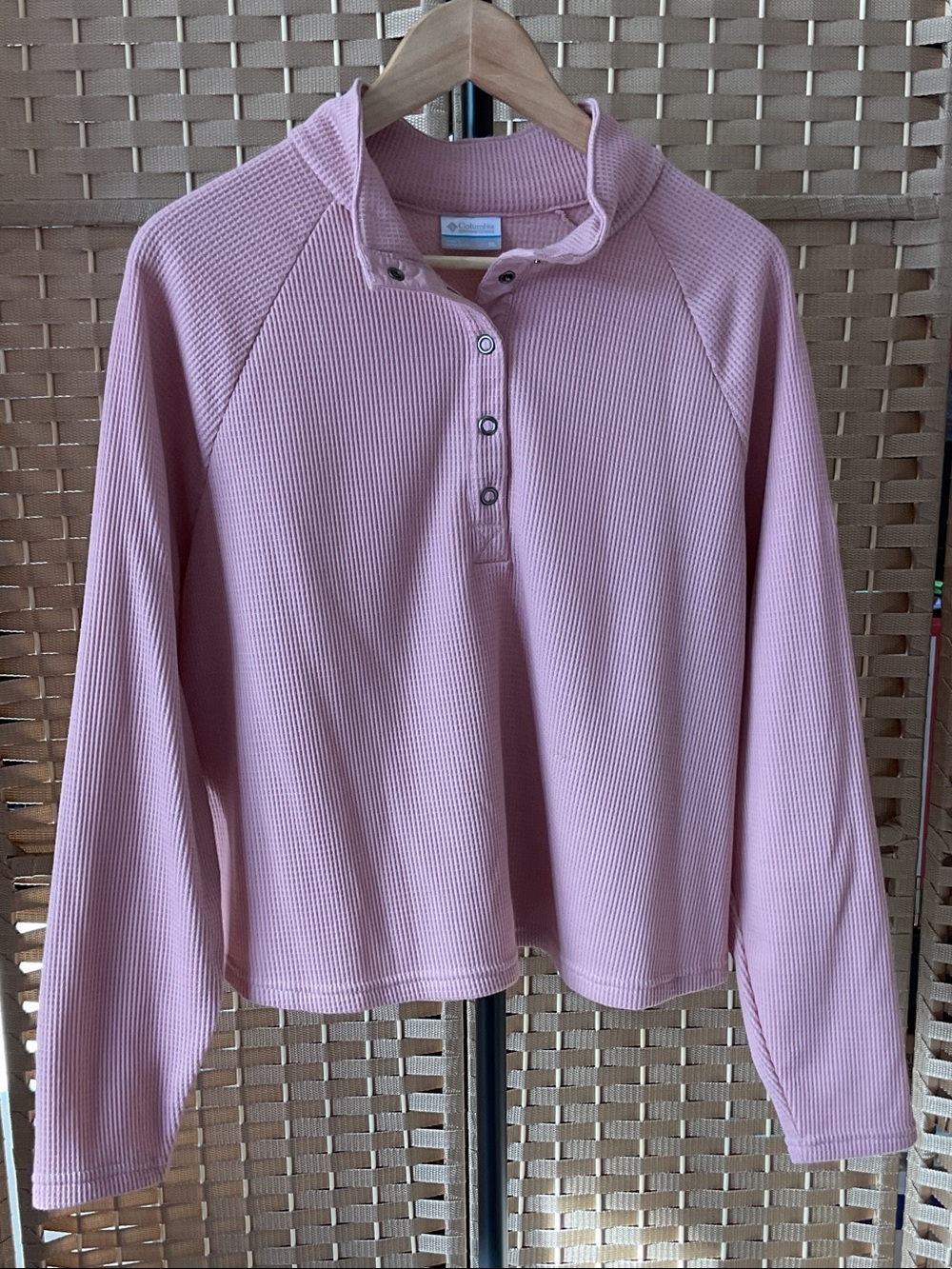 Women's Utility Waffle Pullover Jacket in Dusty Pink
